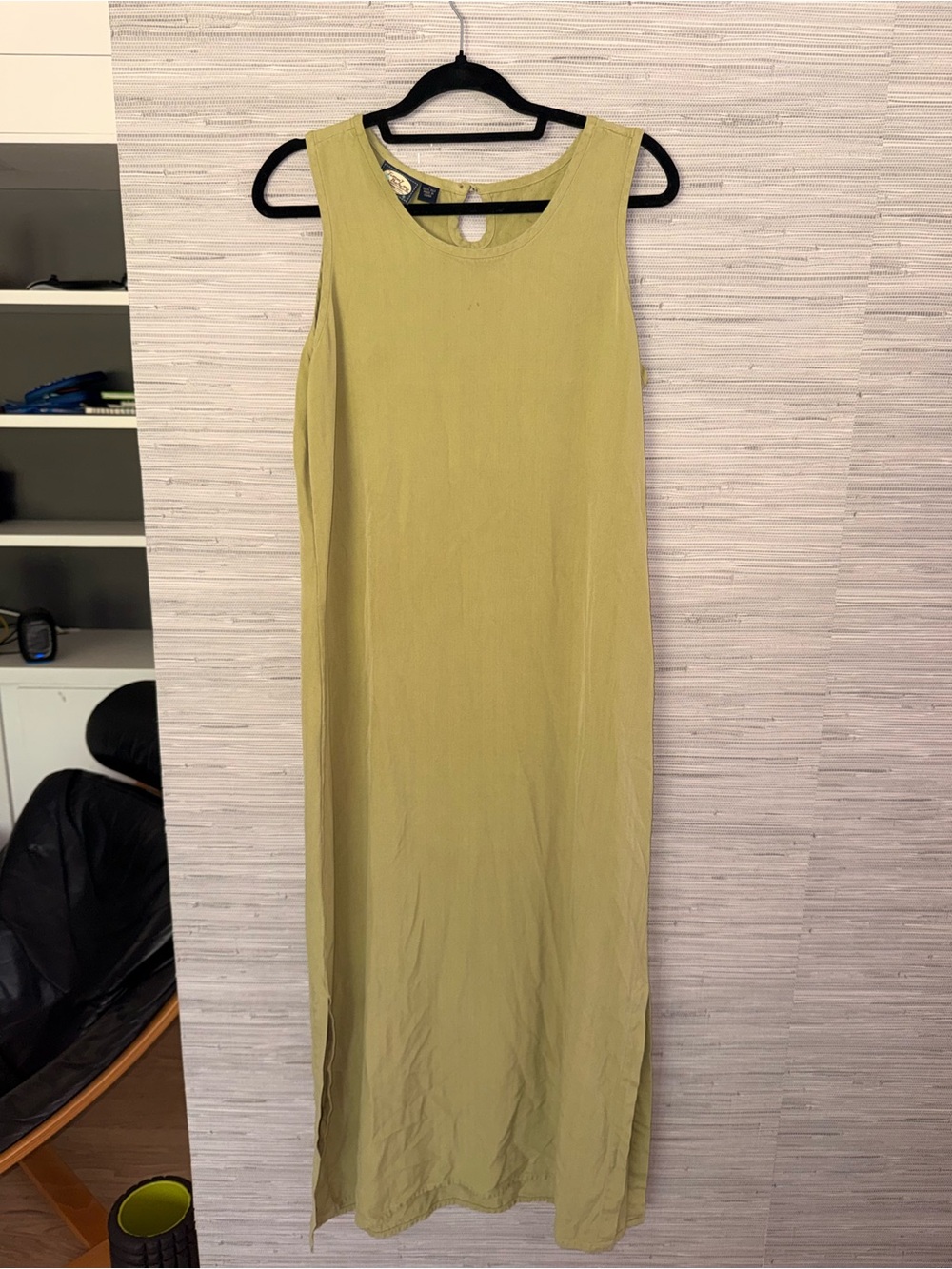 Vintage Olive Green 100% silk maxi Dress